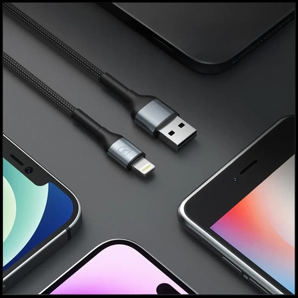 3MK Hyper Cable N-SERIES USB-A / Lightning 2m QC 3.0 5V / 2.4A 12W Schwarz - 2