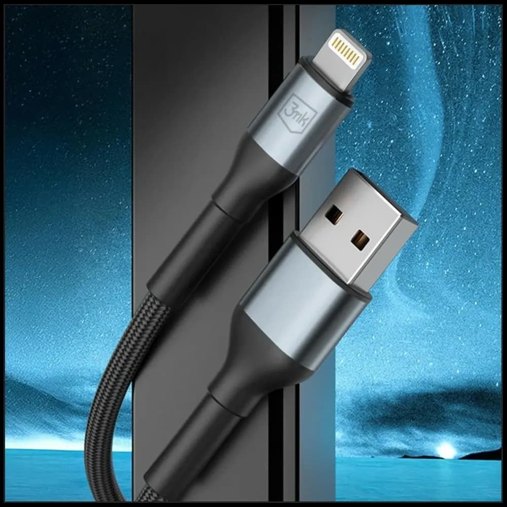 3MK Hyper Cable N-SERIES USB-A / Lightning 2m QC 3.0 5V / 2.4A 12W Schwarz - 4