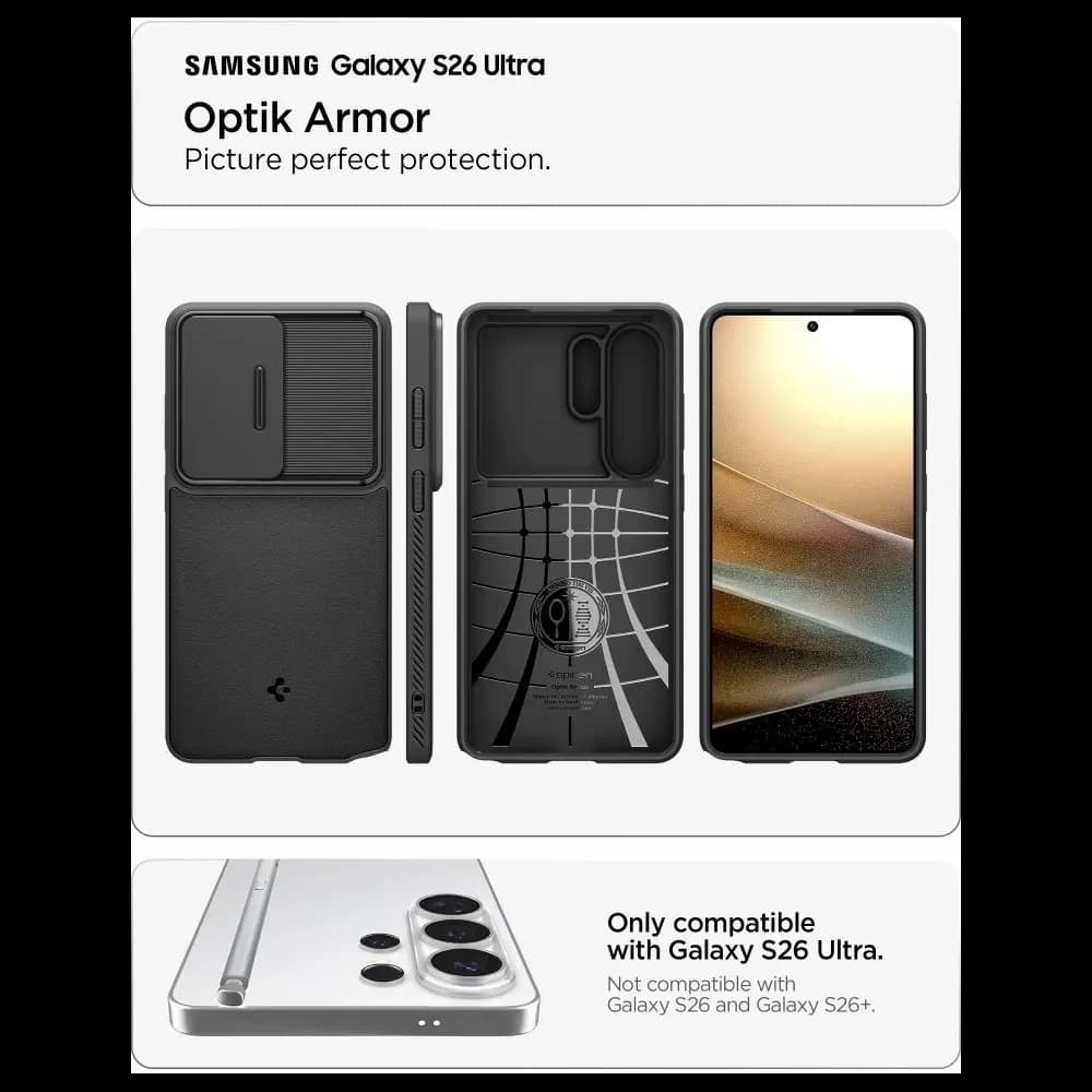 Spigen Optik Armor Samsung Galaxy S26 Ultra Schwarz - 5