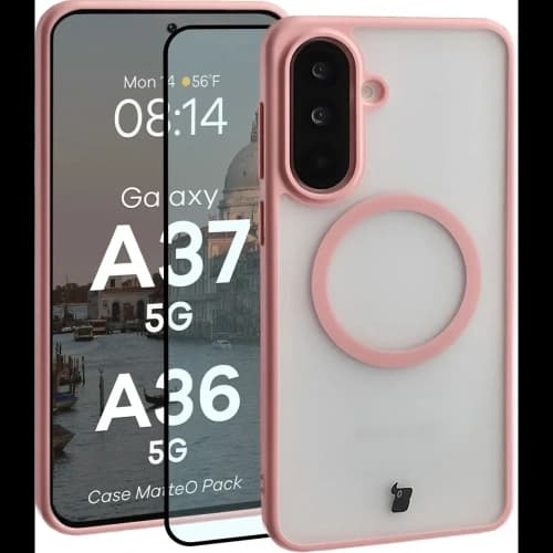 Bizon MatteO Magnetic Pack Samsung Galaxy A37 5G / A36 5G, smoky light pink