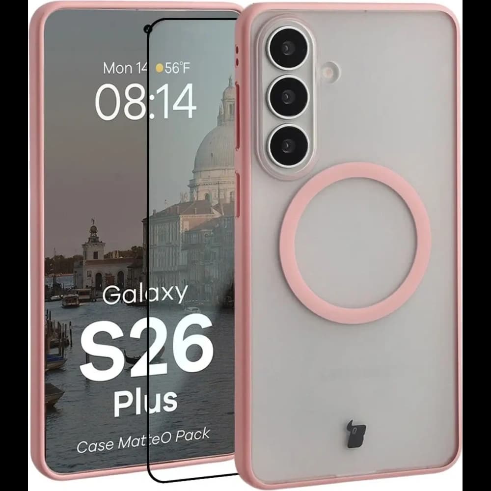 Bizon MatteO Magnetic Pack Samsung Galaxy S26+ Plus, smoky light pink - 1
