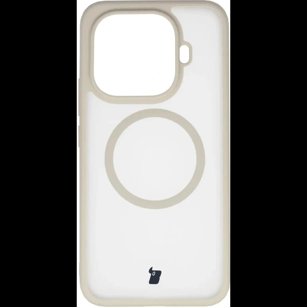 Etui z pierścieniem magnetycznym + szkło hartowane Bizon MatteO Pack do Xiaomi 15T Pro, przydymione-beżowe - 2