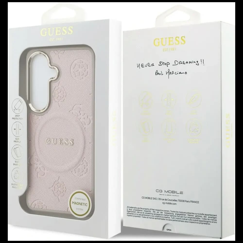 Guess Saffiano Pfingstrose Prägung Ring MagSafe Samsung Galaxy S26+ Plus pink
 - 8