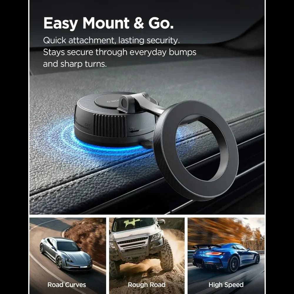 Spigen MFT36 Vacuumlock Magnetischer MagSafe Dashboard Auto Halter Schwarz
 - 10
