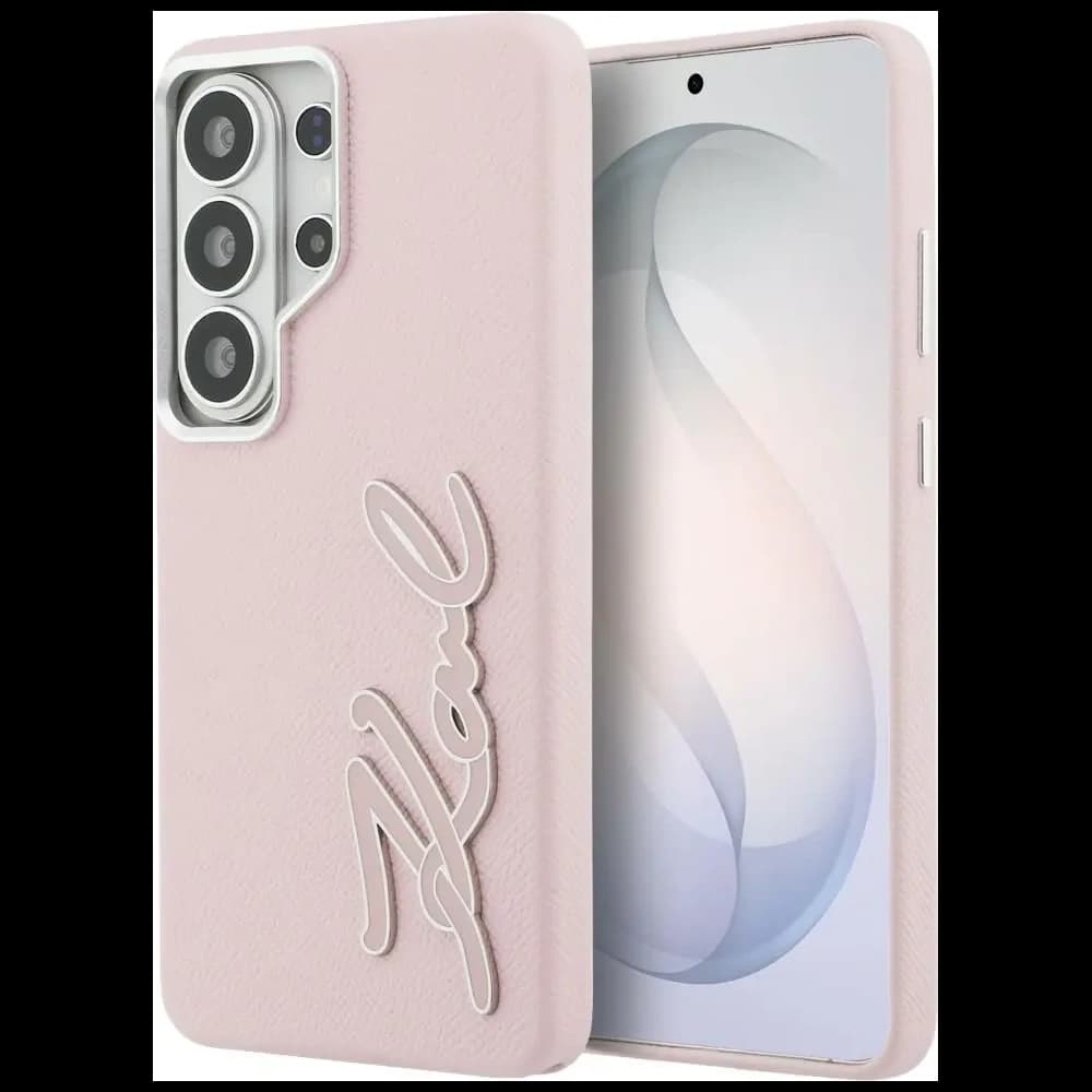 Karl Lagerfeld Grained Signature Metal Resin Logo Samsung Galaxy S26 Ultra pink - 1