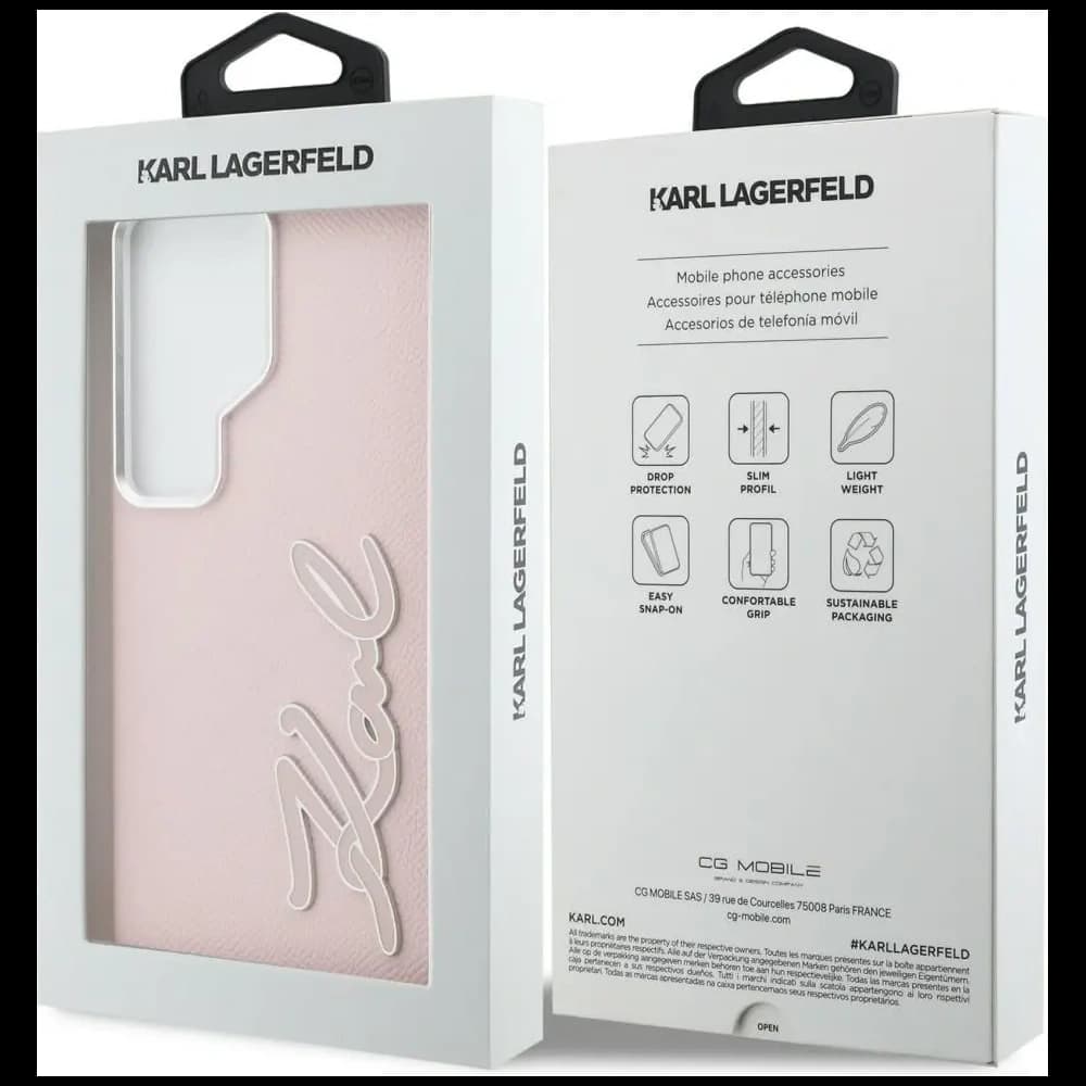 Karl Lagerfeld Grained Signature Metal Resin Logo Samsung Galaxy S26 Ultra pink - 8