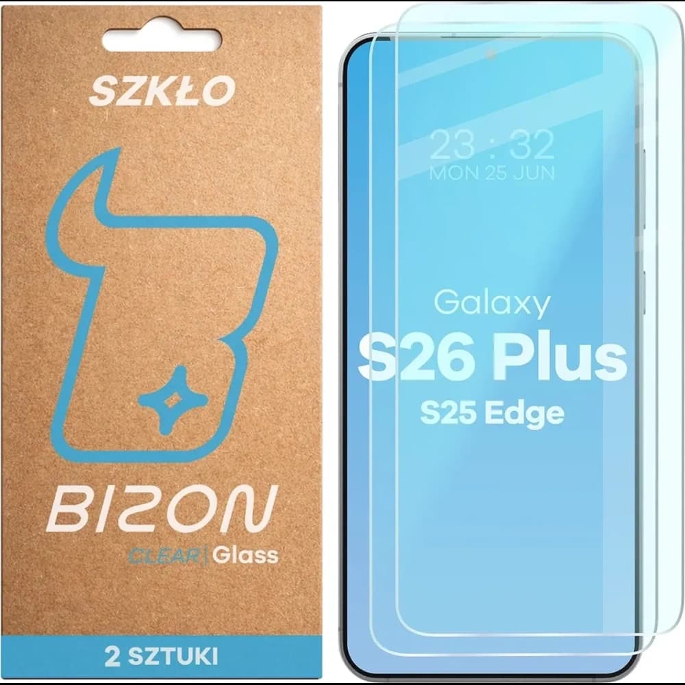 Bizon Glass Clear Duo Samsung Galaxy S26+ Plus / S25 Edge [2 PACK]
 - 1