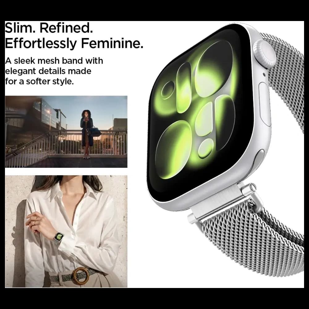 Spigen WBM4 Band Apple Watch 8 / 9 / 10 / 11 / SE 40/41/42mm Silber - 6