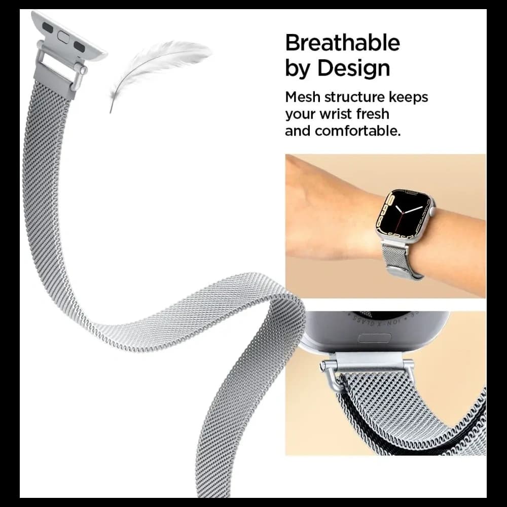 Spigen WBM4 Band Apple Watch 8 / 9 / 10 / 11 / SE 40/41/42mm Silber - 7