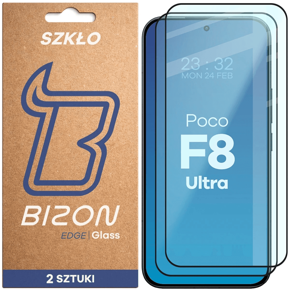 Bizon Glass Edge Duo Xiaomi POCO F8 Ultra, schwarzer Rahmen [2 PACK]
 - 1