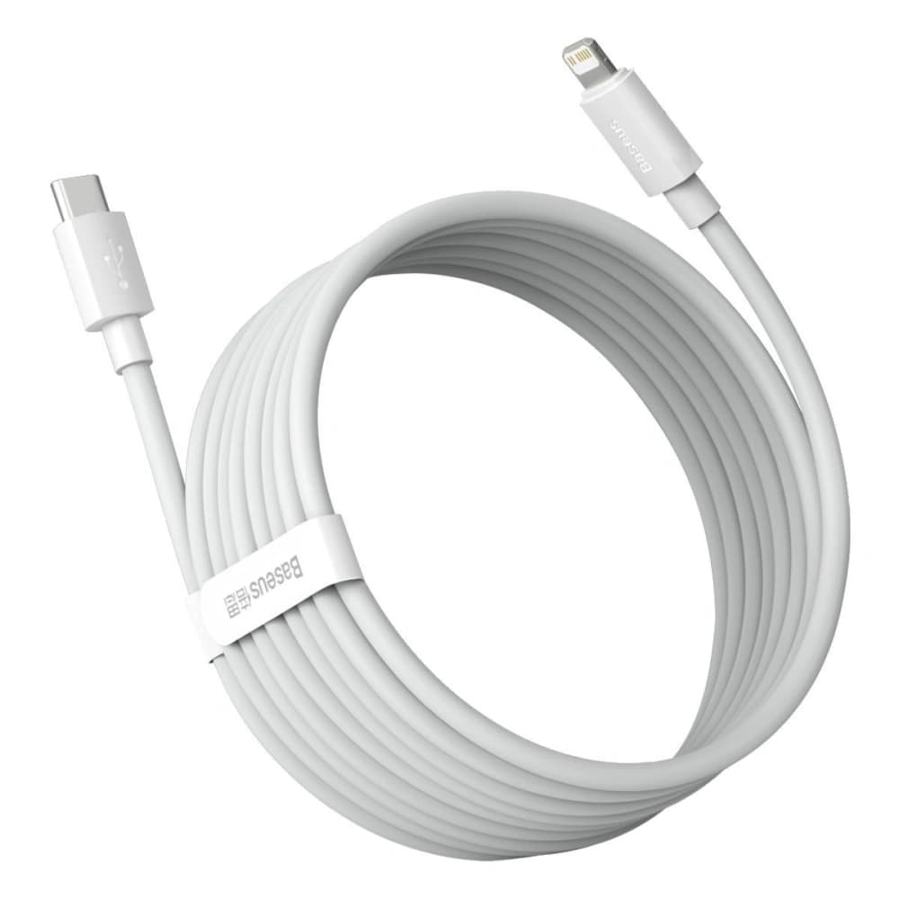 Baseus Simple Wisdom Data Cable Kit USB-C to Lightning PD 20W (2PCS/Set) 1.5m White - 3