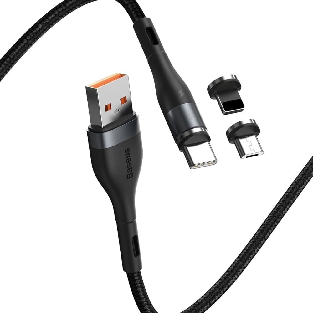 Baseus USB-Kabel Fast 4in1 USB zu USB-C / Lightning / Micro 5A 1m (grau + schwarz) - 1