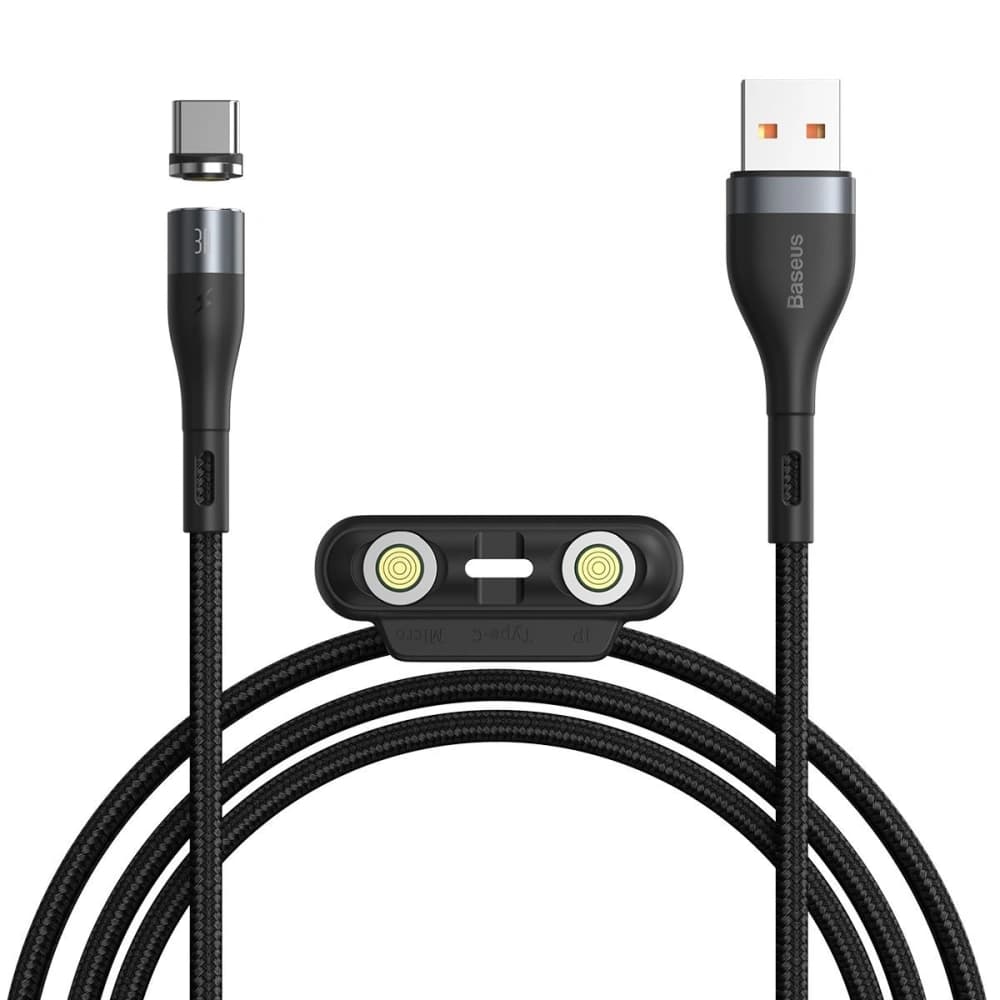 Baseus USB-Kabel Fast 4in1 USB zu USB-C / Lightning / Micro 5A 1m (grau + schwarz) - 4