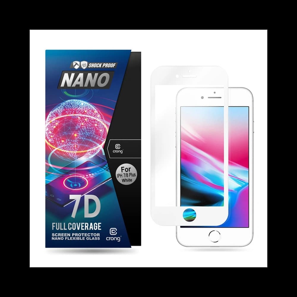 Hybriertes Glas Crong 7D Nano Flexibles Glas für Apple iPhone 8/7 Plus (Weiß) - 1