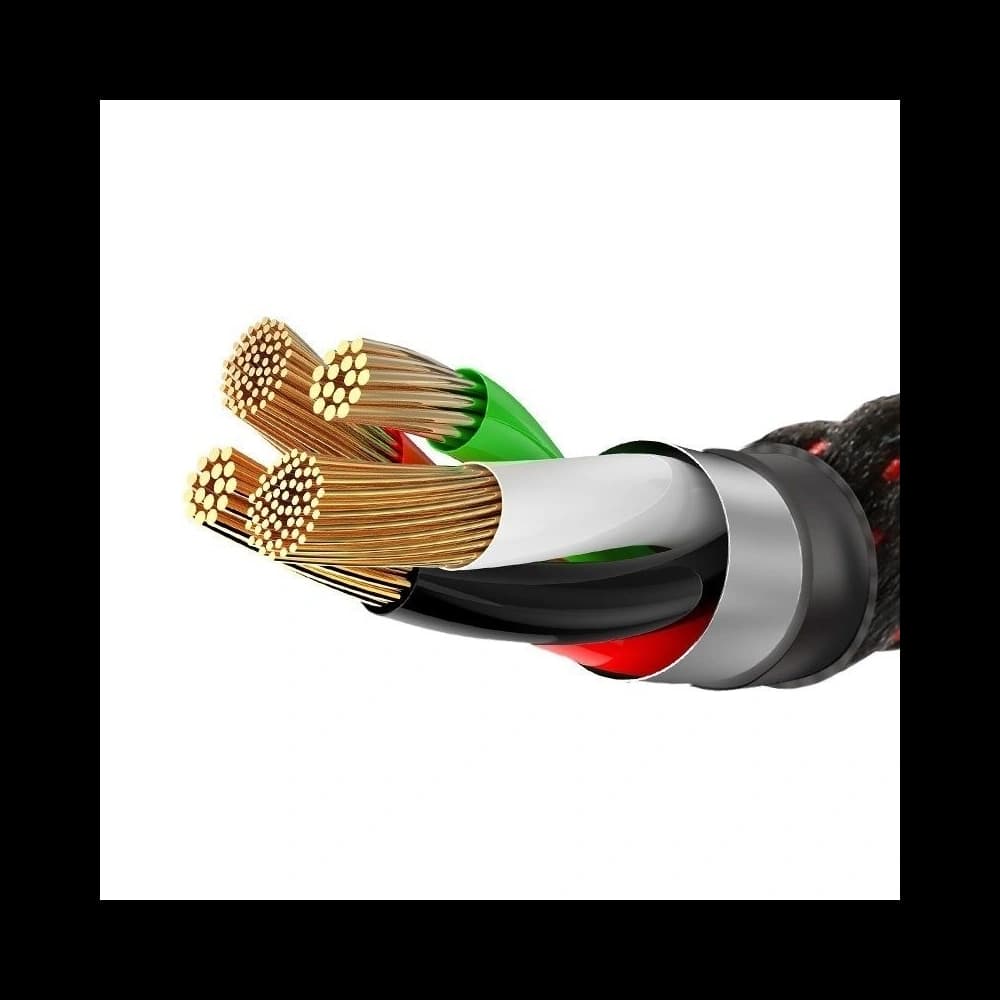 USB Lightning-Kabel mit LED Baseus C-förmig 2.4A 1m (schwarz) - 2