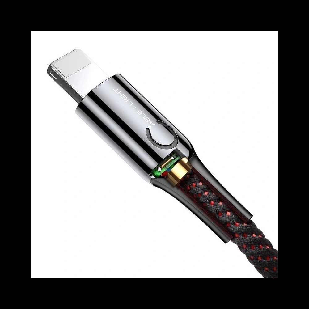 USB Lightning-Kabel mit LED Baseus C-förmig 2.4A 1m (schwarz) - 3