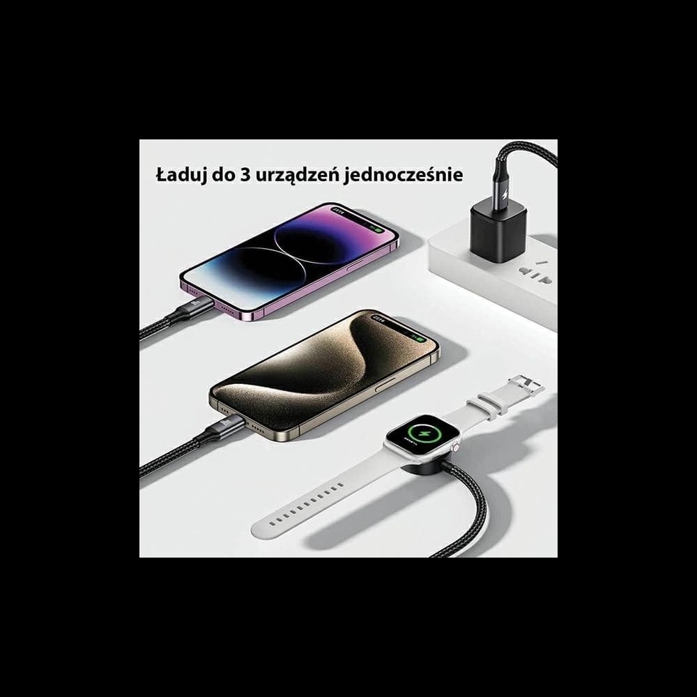 Kabel 3in1 AWEI W23 USB-C 100W / Lightning 10W / Watch 2.5W schwarz - 2