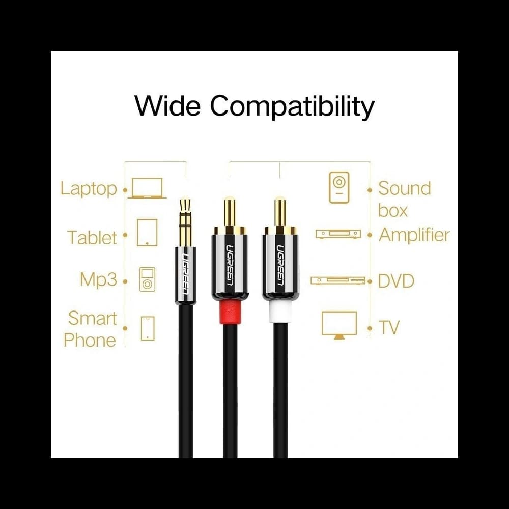UGREEN 3,5mm Jack to 2RCA (Cinch) Cable 1.5m
- 2