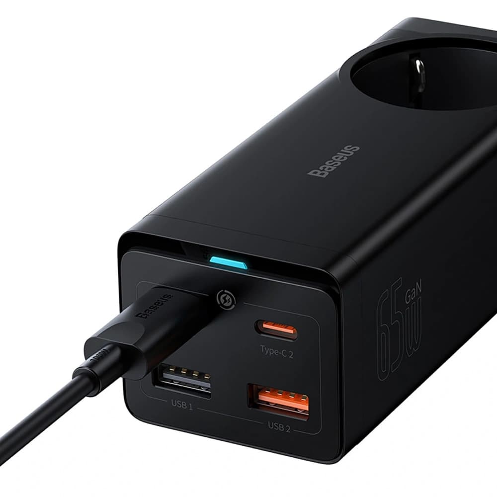 Baseus GaN3 Pro 65W AC Ladegerät + 2xUSB-C + 2xUSB-A mit Baseus Xiaobai USB-C / USB-C 100W 1m Kabel schwarz - 6