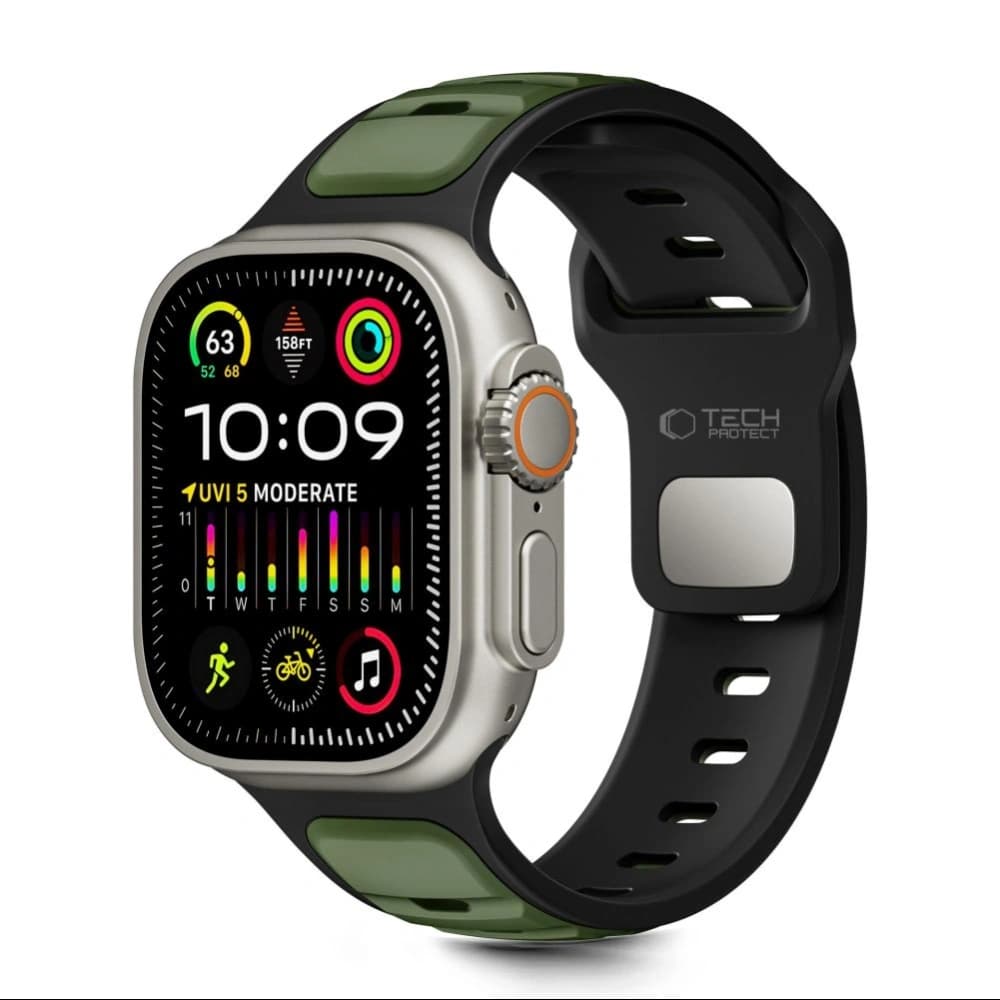 Tech-Protect IconBand Linie Apple Watch 8 / 9 / 10 / 11 / SE / Ultra 44/45/46/49mm Schwarz/Grün - 1