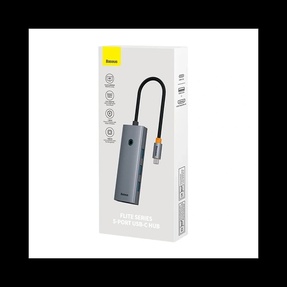 Baseus UltraJoy HUB 5in1 USB-C / HDMI4K@30Hz, 4xUSB-A 3.0 (grey) - 8