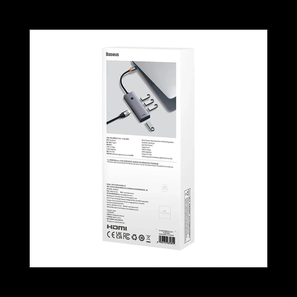 Baseus UltraJoy HUB 5in1 USB-C / HDMI4K@30Hz, 4xUSB-A 3.0 (grey) - 9