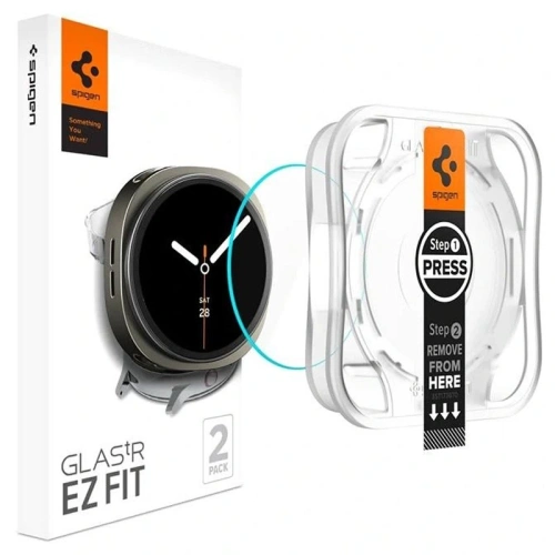 Szkło hartowane Spigen Glas.tr ez-Fit do Samsung Galaxy Watch 8, widok z przodu.