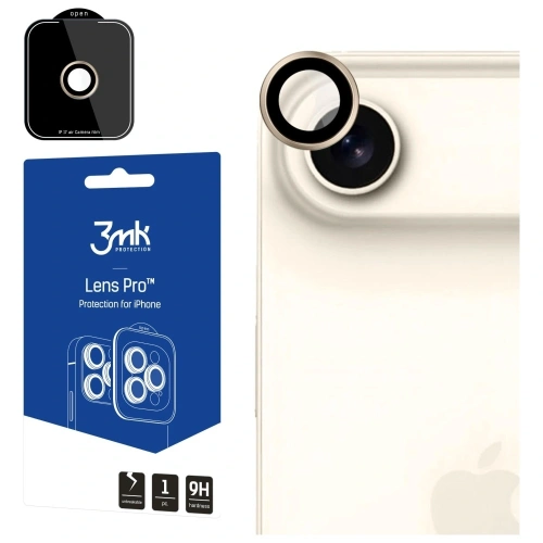Ochrona na obiektyw aparatu 3MK Lens Protection Pro w kolorze złotym, idealna do Apple iPhone Air.