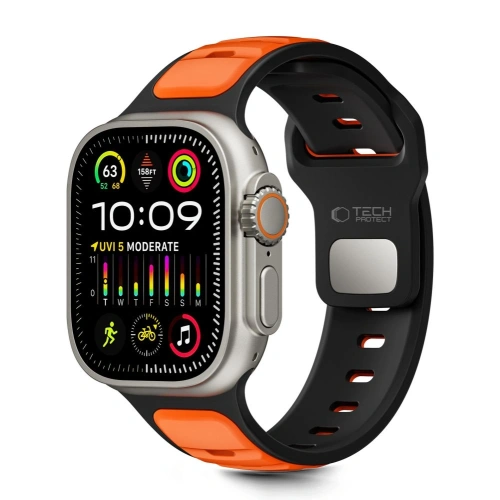 Pasek Tech-Protect IconBand Line w kolorze czarnym i pomarańczowym, idealny do Apple Watch