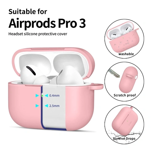 Etui do Apple AirPods Pro 3 w stylowym kolorze dusty pink, z bliska