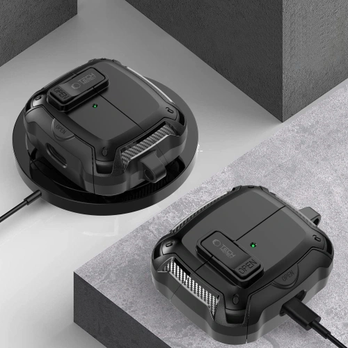 Widok etui Tech-Protect Carbonox na tle minimalistycznym, podkreślający styl