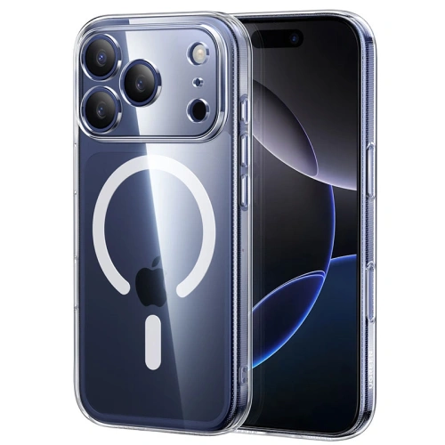 Etui magnetyczne UGREEN CA240 w przezroczystym kolorze, idealnie dopasowane do Apple iPhone 17 Pro z funkcją MagSafe.