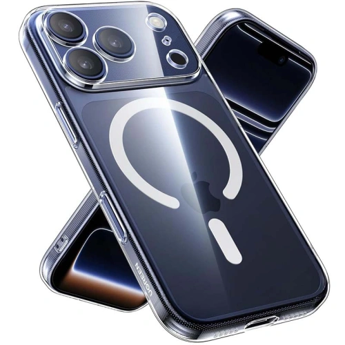 Etui magnetyczne UGREEN CA241 w przezroczystym kolorze, idealnie dopasowane do Apple iPhone 17 Pro Max z technologią MagSafe.