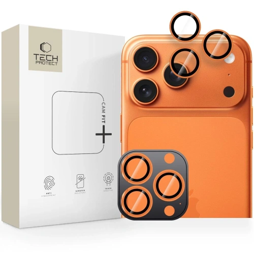 Osłona aparatu Tech-Protect Camring Fit+ w kolorze cosmic orange na tle białym.