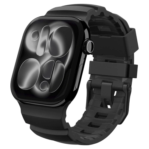 Pasek Spigen WBS2 Band w kolorze czarnym, idealny do Apple Watch 8, 9, 10, 11, SE i Ultra.