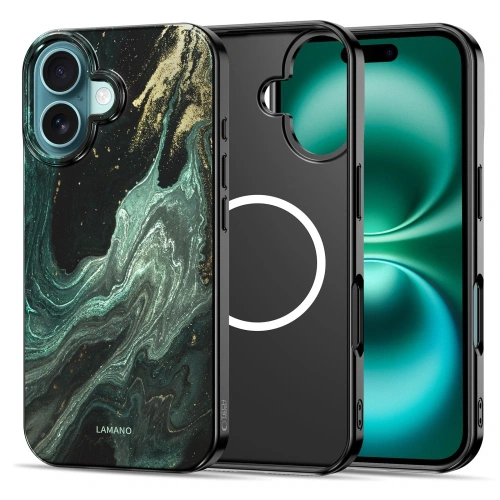 Etui Tech-Protect zamontowane na iPhone 16, prezentujące stylowy wygląd.