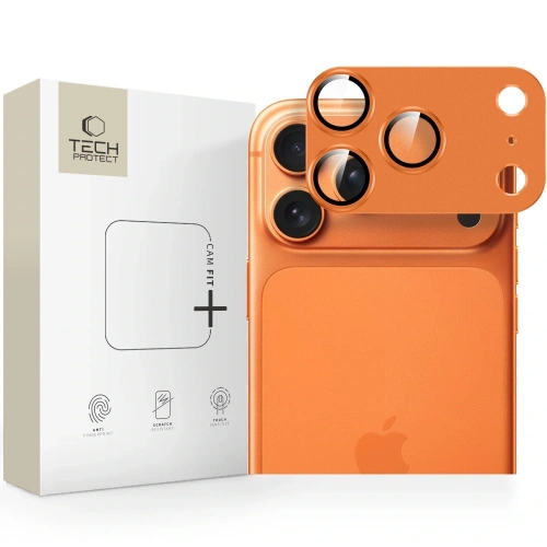 Osłona aparatu Tech-Protect Camfull Fit+ w kolorze cosmic orange, idealna do iPhone 17 Pro Max.