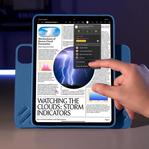 Widok etui z otwartą klapką, ukazujący dostęp do ekranu i port&oacute;w iPada.