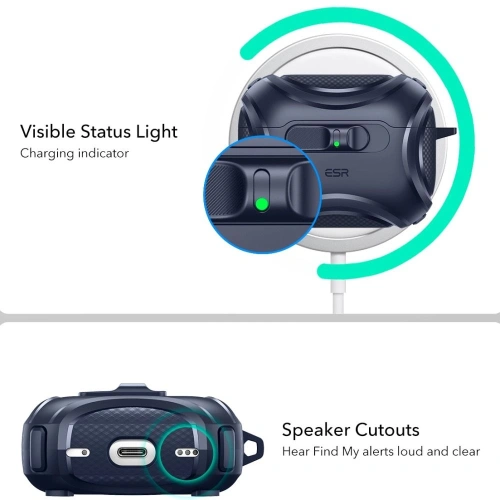 Hybrydowe etui do AirPods Pro 3, z systemem MagSafe, w eleganckim niebieskim kolorze.