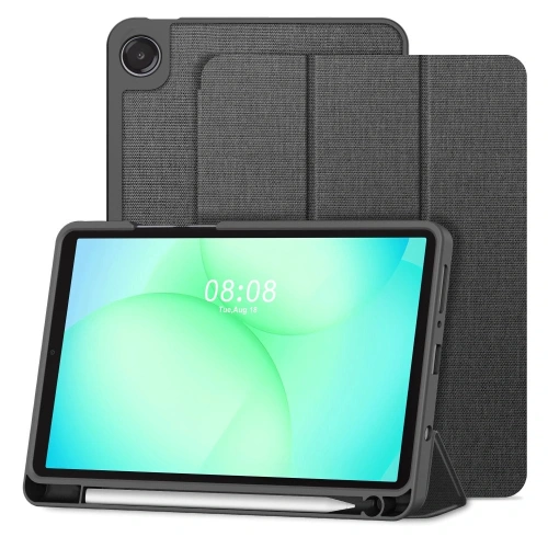 Zbliżenie na etui z podstawką Tech-Protect SmartCase w odcieniu charcoal