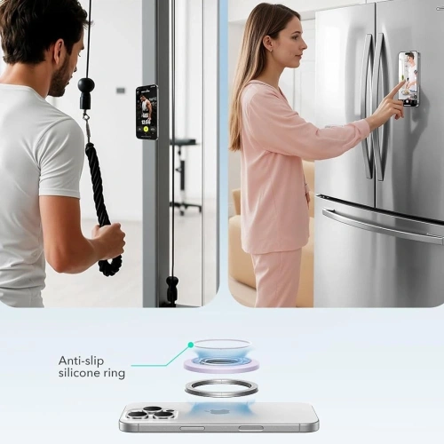 Stylowy uchwyt ESR Magnetic 360 na telefonie, idealny do codziennego użytku.